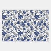 Elegant Bloemenpatroon Trio Decoupage Gift Inpakpapier Vel (Voorkant)