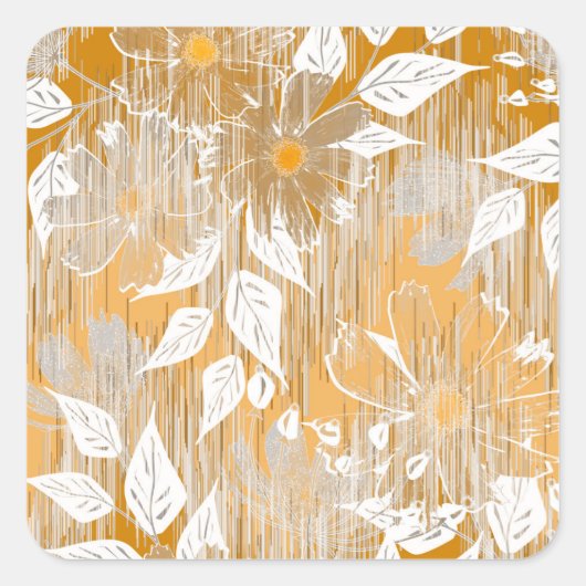 Elegant bloemenpatroon. vierkante sticker (Voorkant)