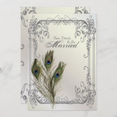 Elegant bloemenpauw repetitiediner kaart (Voorkant / Achterkant)