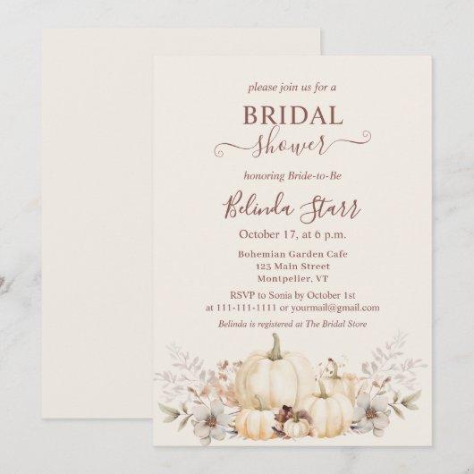 Elegant Bloemenpompoenen Herfst Vrijgezellenfeest Kaart (Voorkant / Achterkant)