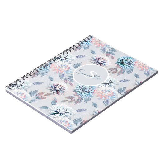 Elegant bloemenretro patroon. notitieboek (Linkerzijde)