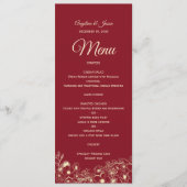 Elegant Bloemenrood Bruiloft Menu (Voorkant)