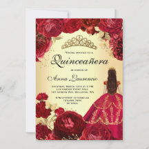 Elegant Bloemenrood en Goud Quinceanera