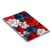 Elegant Bloemenrood Wit Blauw Bloemtuin USA Notitieboek (Rechterzijde)