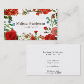 Elegant Bloemenrood Wit Professioneel Visitekaartje (Voorkant / Achterkant)