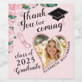 Elegant Bloemenroze 2025 Bedankt Afstuderen Wijn Etiket (Enkel label)