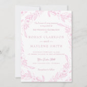 Elegant bloemenroze Bord bruiloft uitnodiging (Voorkant)