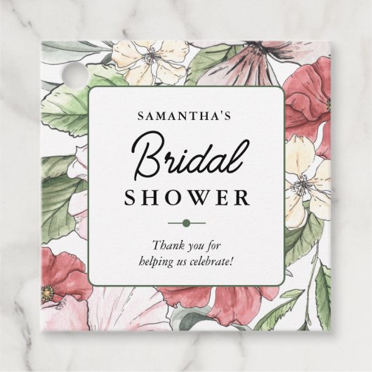 Elegant Bloemenroze en Sage Green Vrijgezellenfees Bedankjes Labels (Voorkant)