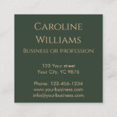 Elegant  Bloemenroze groen Monogram Vierkante Visitekaartje (Achterkant)