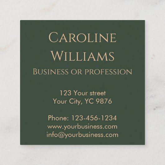 Elegant  Bloemenroze groen Monogram Vierkante Visitekaartje (Achterkant)