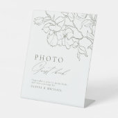 Elegant bloemensalie Groen Bruiloft Foto Gastenboe Reclamebord Met Voetstuk (Voorkant)