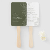 Elegant bloemensalie groen bruiloft programma handwaaier (Voorkant en achterkant)
