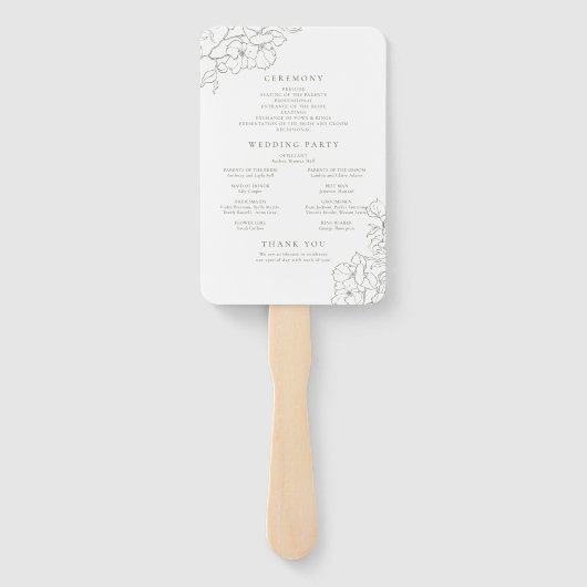 Elegant bloemensalie groen bruiloft programma handwaaier (Achterkant)