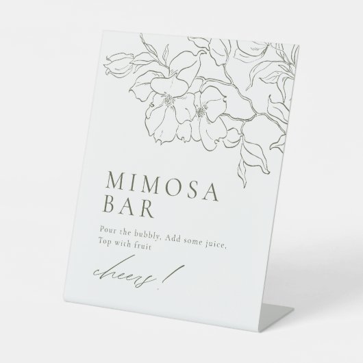 Elegant bloemensalie Groen Vrijgezellenfeest Mimos Reclamebord Met Voetstuk (Voorkant)