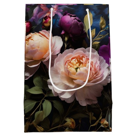 Elegant bloemenschilderij medium cadeauzakje (Achterkant)