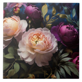 Elegant  bloemenschilderij tegeltje