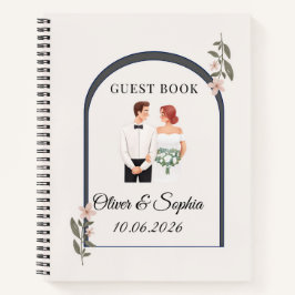 Elegant Bloemenschildering Bruiloftgastenboek in W Notitieboek
