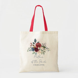 Elegant bloemenschrift Bourgondische moeder van de Tote Bag