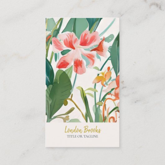 Elegant bloemenschrift goud | QR-code voor sociale Visitekaartje (Achterkant)