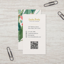 Elegant bloemenschrift goud | QR-code voor sociale Visitekaartje