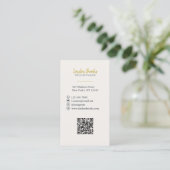 Elegant bloemenschrift goud | QR-code voor sociale Visitekaartje (Staand voorkant)