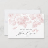 Elegant bloemenschrift roze Baby shower Bedankkaart (Voorkant)