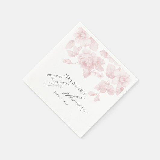 Elegant bloemenschrift roze Baby shower Servet (Hoek)