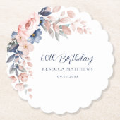 Elegant bloemenscript 60ste verjaardag kartonnen onderzetters (Voorkant)