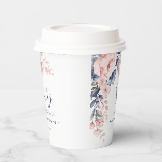 Elegant bloemenscript 60ste verjaardag papieren bekers (Links)