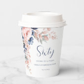 Elegant bloemenscript 60ste verjaardag papieren bekers (Achterkant)