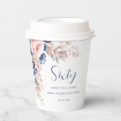 Elegant bloemenscript 60ste verjaardag papieren bekers (Voorkant)