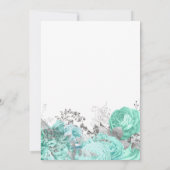 Elegant bloemenscript Aqua Silver Bridal Brunch Kaart (Achterkant)