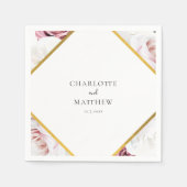 Elegant bloemenscript bruiloft papier servet (Voorkant)