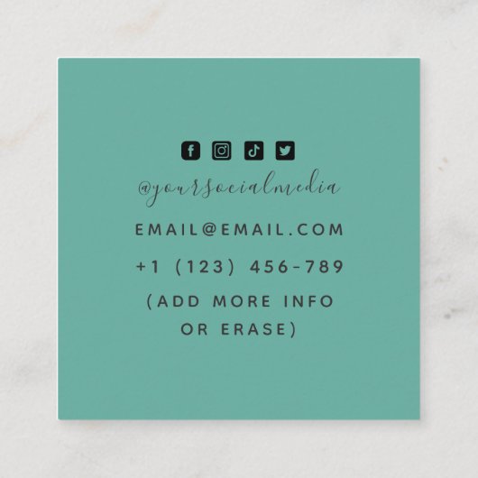 Elegant Bloemenslang Tattoo Artiest Social Media Vierkante Visitekaartje (Achterkant)