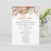 Elegant bloementerracotta bruiloft programma (Staand voorkant)
