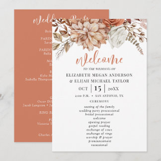 Elegant bloementerracotta bruiloft programma