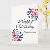 Elegant bloementhema Gelukkige Verjaardag Kaart (Gele Bloem)