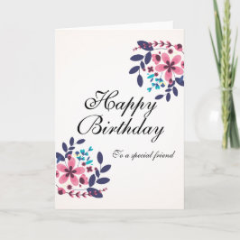 Elegant bloementhema Gelukkige Verjaardag Kaart