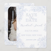 Elegant Bloementoilet met Fotomat Save The Date (Voorkant / Achterkant)