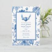 Elegant Bloementoilet Periwinkle Blue Crest bruilo Kaart (Staand voorkant)