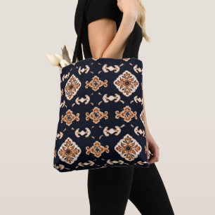 Elegant bloemenvierkant patroon tote bag