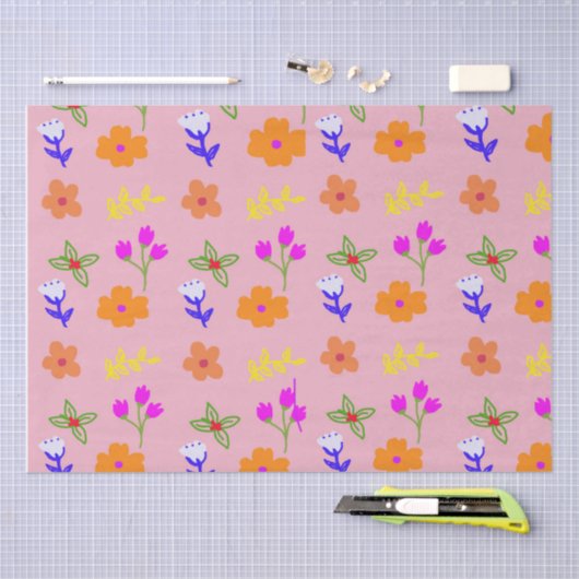 Elegant bloemenweefselpapier – met de hand getrokk tissuepapier (Craft)