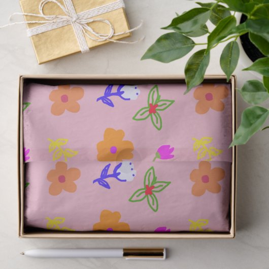 Elegant bloemenweefselpapier – met de hand getrokk tissuepapier (Geschenk)