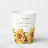 Elegant bloemenzonnebloem baby shower papieren bekers (Voorkant)