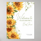 Elegant bloemenzonnebloem baby shower welkomstbord poster (Voorkant)