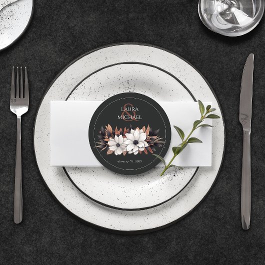 Elegant bloemenzwart roest rond papier Onderzetter