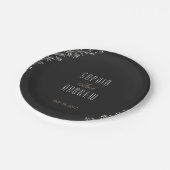 Elegant bloemenzwart rustiek bruiloft monogram papieren bordje (Gekanteld)