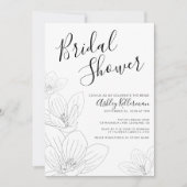 Elegant bloemenzwart wit Vrijgezellenfeest Kaart (Voorkant)