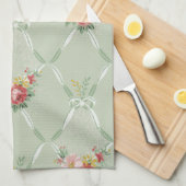 Elegant  bloemetjesbehang theedoek (Quarter Fold)