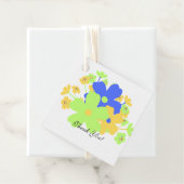 Elegant bloemgeel blauw groen ontwerp bedankjes labels (In situ)